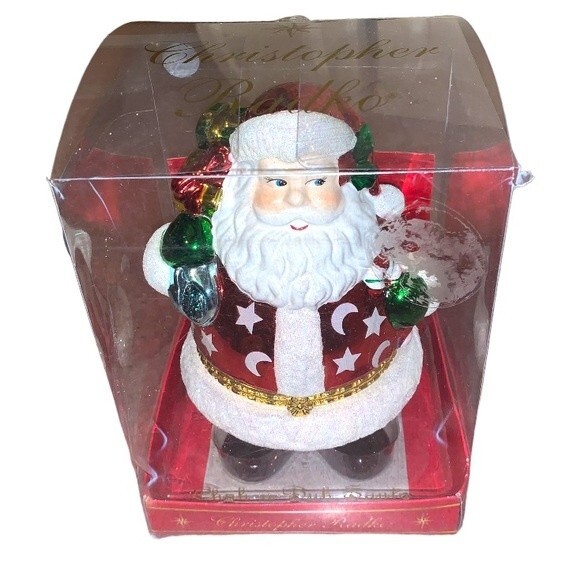 *RARE* Vintage Christopher Radko Santa Candy Christmas Glass Holiday Ornament - Picture 5 of 7